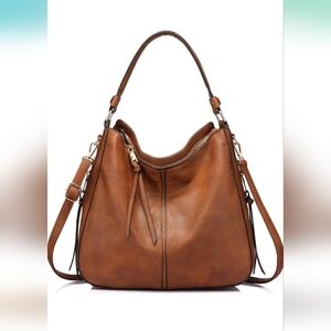 Large Hobo Bucket Purse Faux Leather